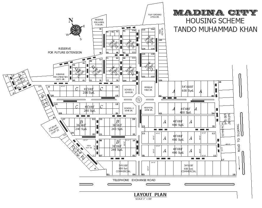 Town Planning Plot Distribution with Amenities DWG Layout