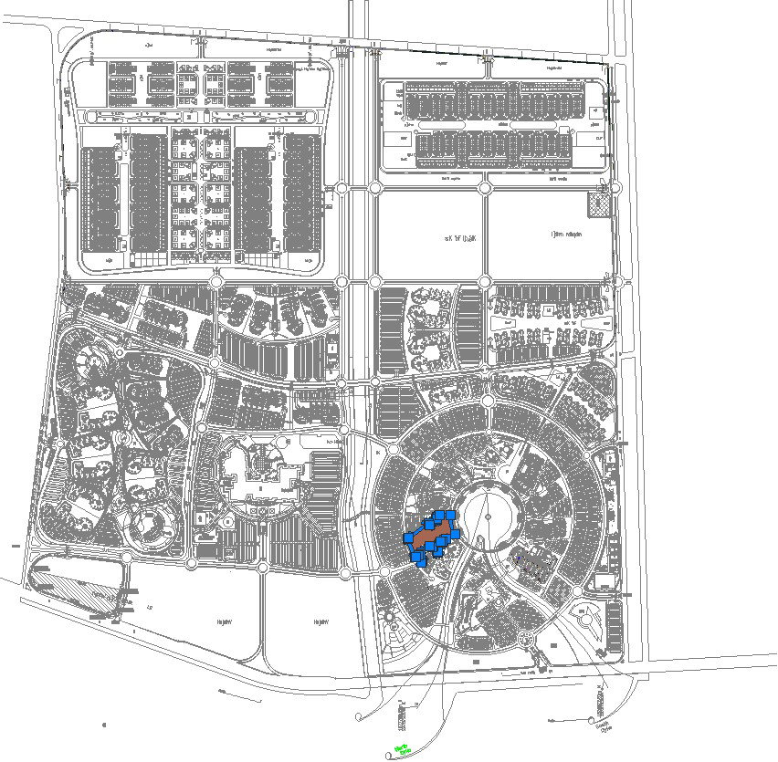 Town plan with detail AutoCAD drawing