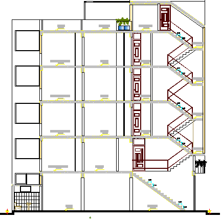 Trade House Architecture Design and Section Details dwg file