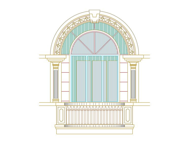 Traditional Arch Window Elevation Design DWG File