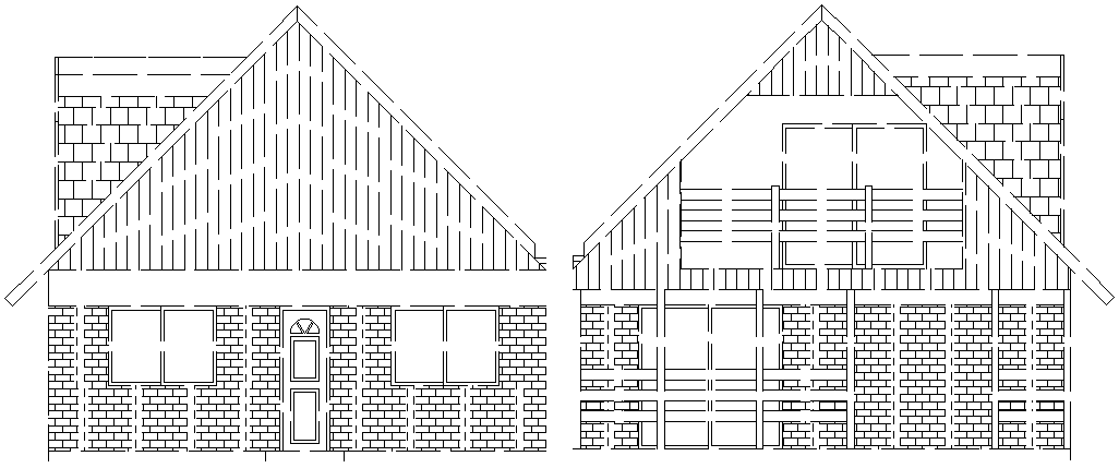 Traditional Architecture Design of House Elevation dwg file