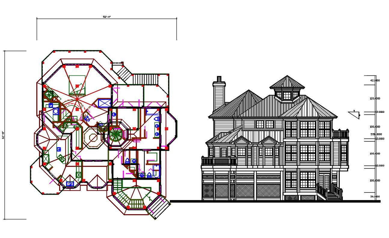 Traditional Bungalow Project DWG File