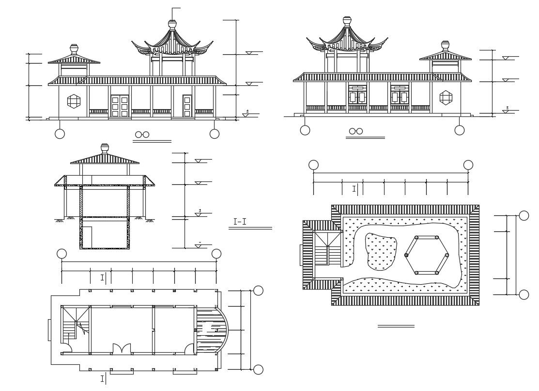 Traditional Pergola Design Plan and Elevation CAD File