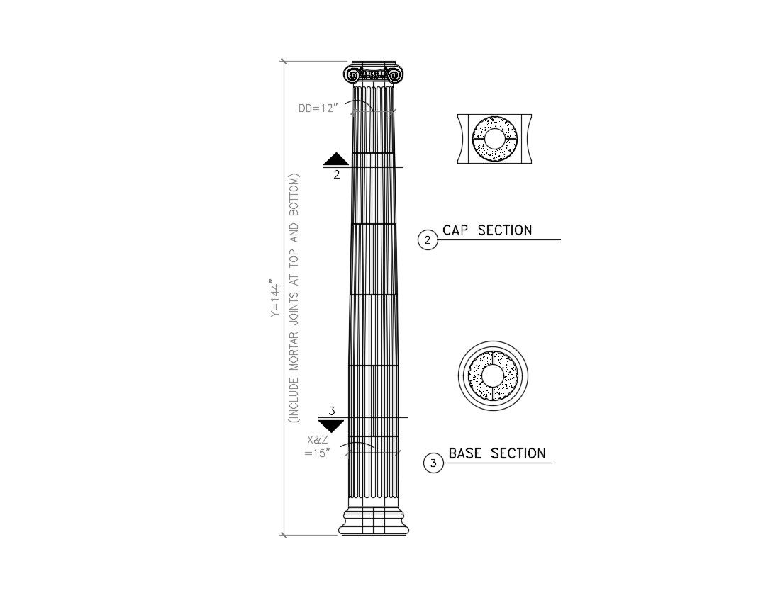 Traditional Pillar Design And Section AutoCAD File