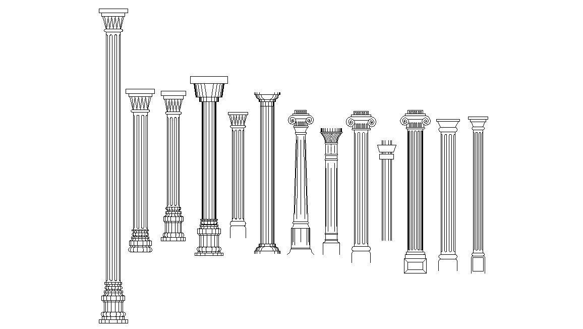 Traditional Style Circular Column Elevation Design