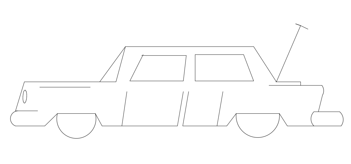 Traditional car view with side view block dwg file