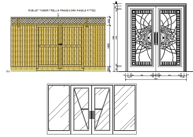 Traditional door installation details of house dwg file