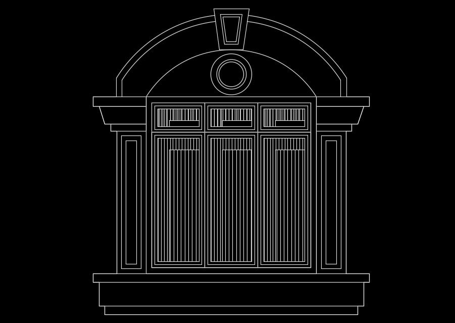 Traditional model of the double opening door plan drawing