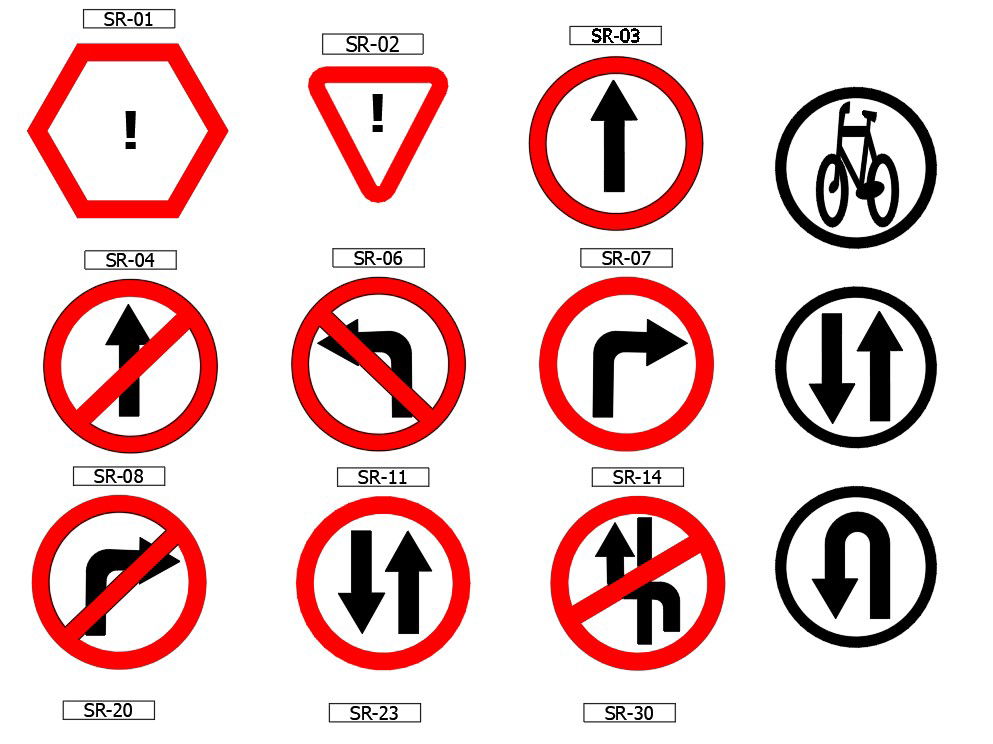 Traffic Symbol Signs And Road Symbols CAD Blocks Drawing