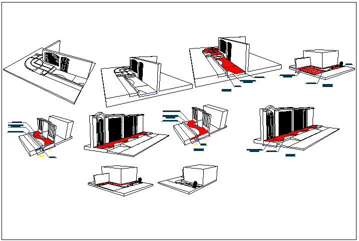 Trails and paths of public garden dwg file