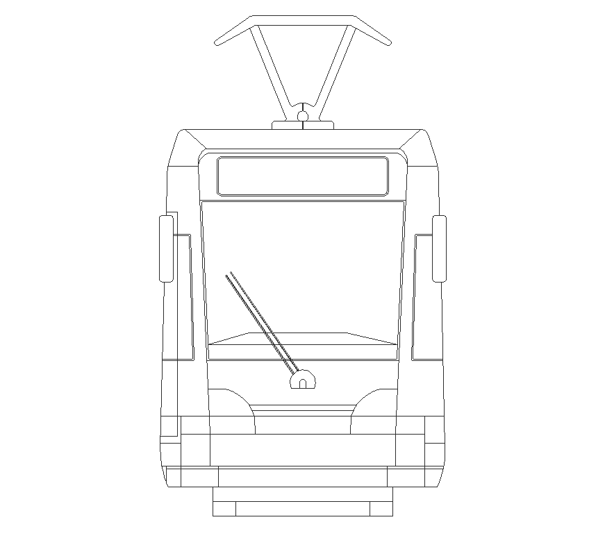 Train engine detail elevation 2d view layout autocad file
