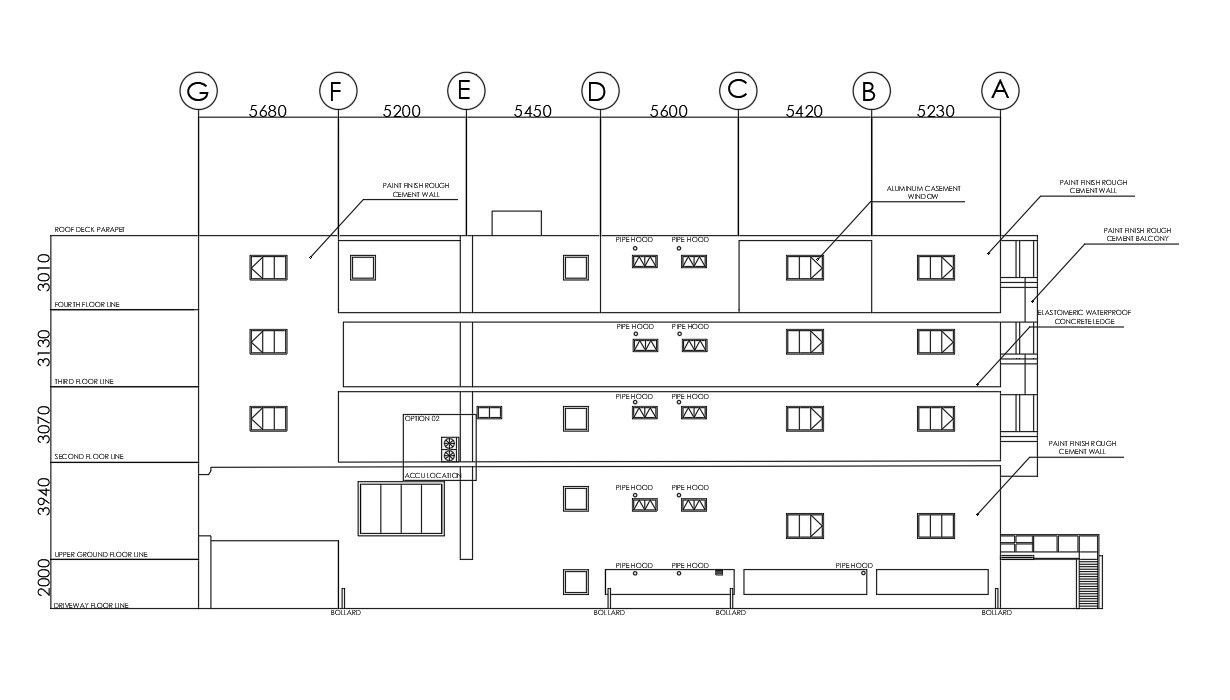 Training Lab Building Elevation Design Download DWG File