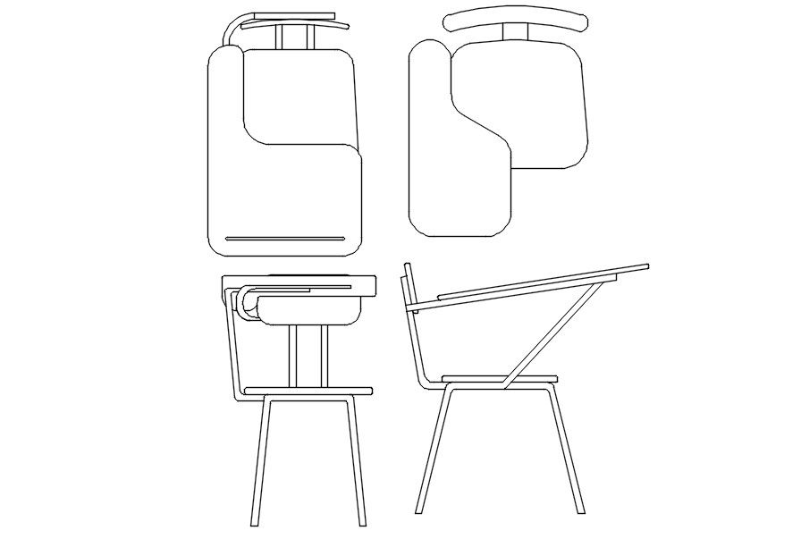 Training chair 2D block in AutoCAD, dwg file, CAD file