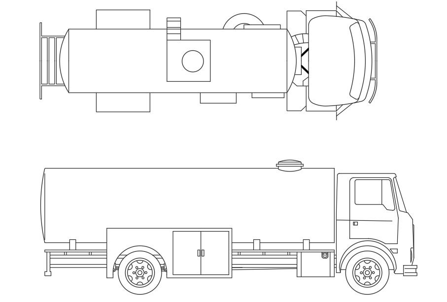 Transportation Tanker Top View And Side Elevation Free CAD Blocks