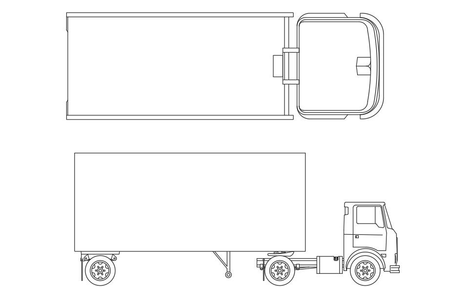 Transportation Truck With Container CAD Blocks Free Download