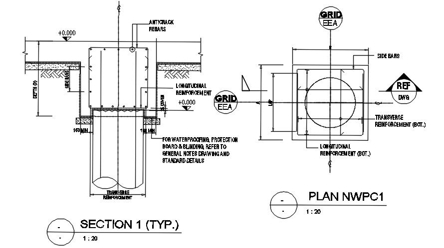 Transverse and Longitudinal reinforcement section details are given in this AutoCAD Drawing File.Download the AutoCAD file now.