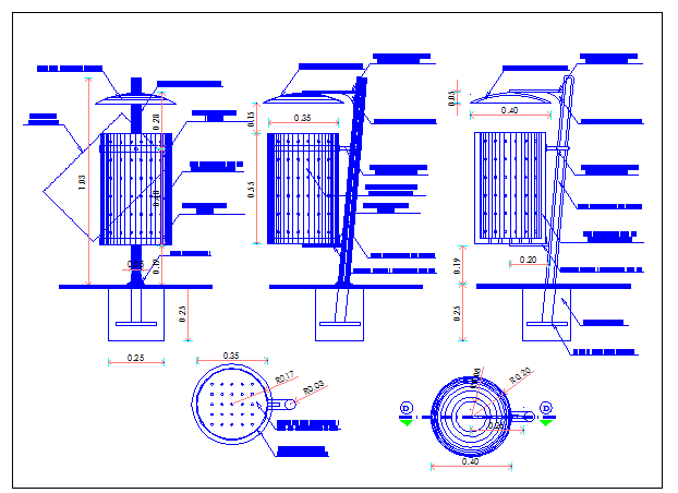 Trash basket details of public garden dwg file
