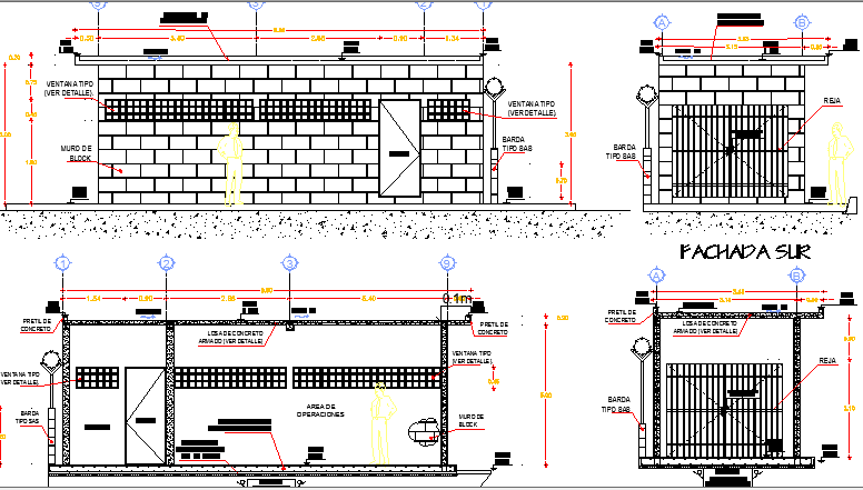 Treatment pavilion center sectional view details dwg file