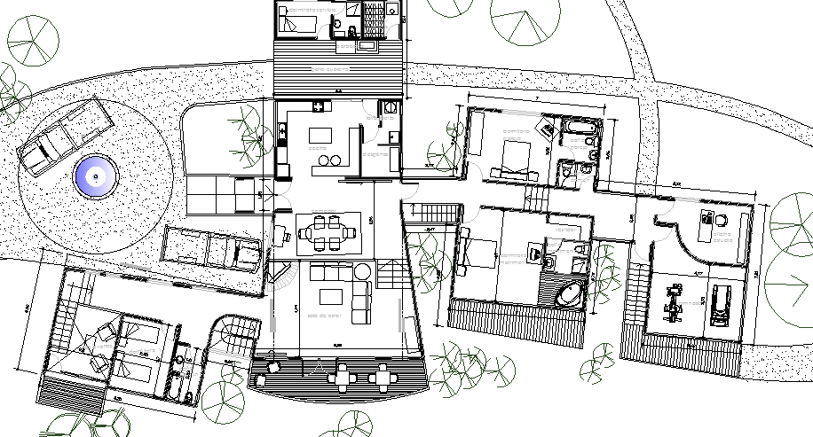 Tree House Architecture Design and Structure Details dwg file