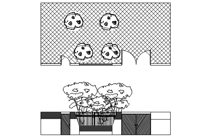 Tree detail and Door and window elevation detail dwg file