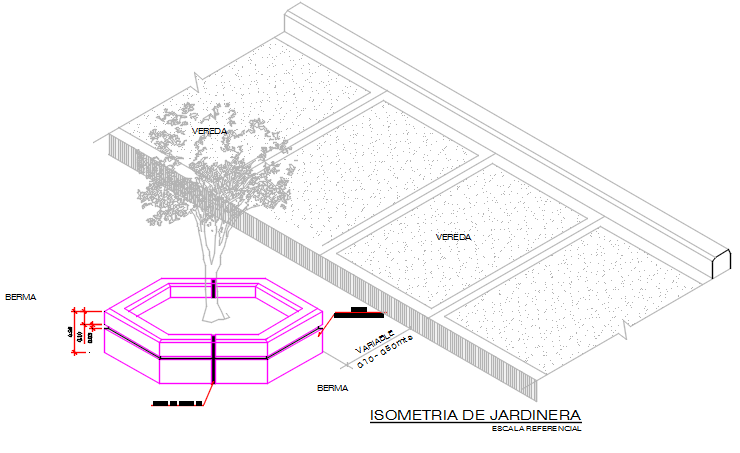 Tree plan and elevation detail dwg file