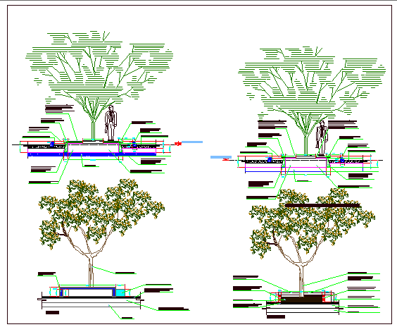 Tree planting details of garden dwg file