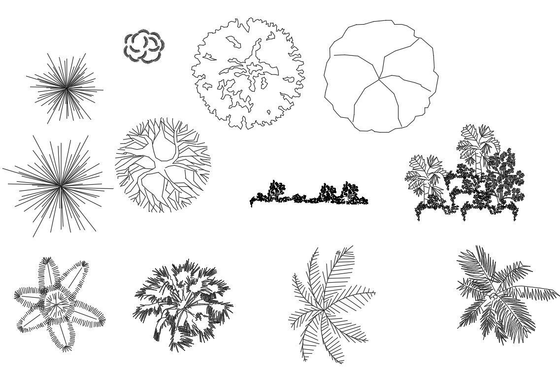 Tree And Plant Top View CAD Blocks DWG File