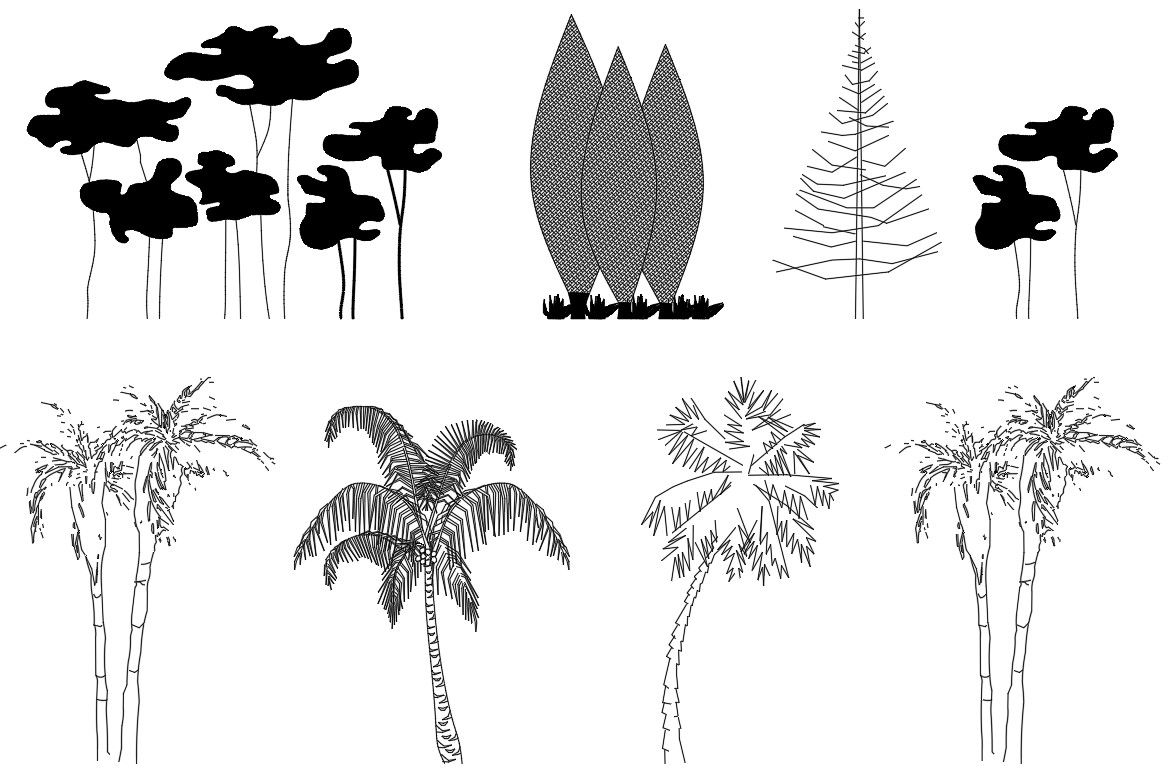 Tree Front Elevation Design CAD Blocks