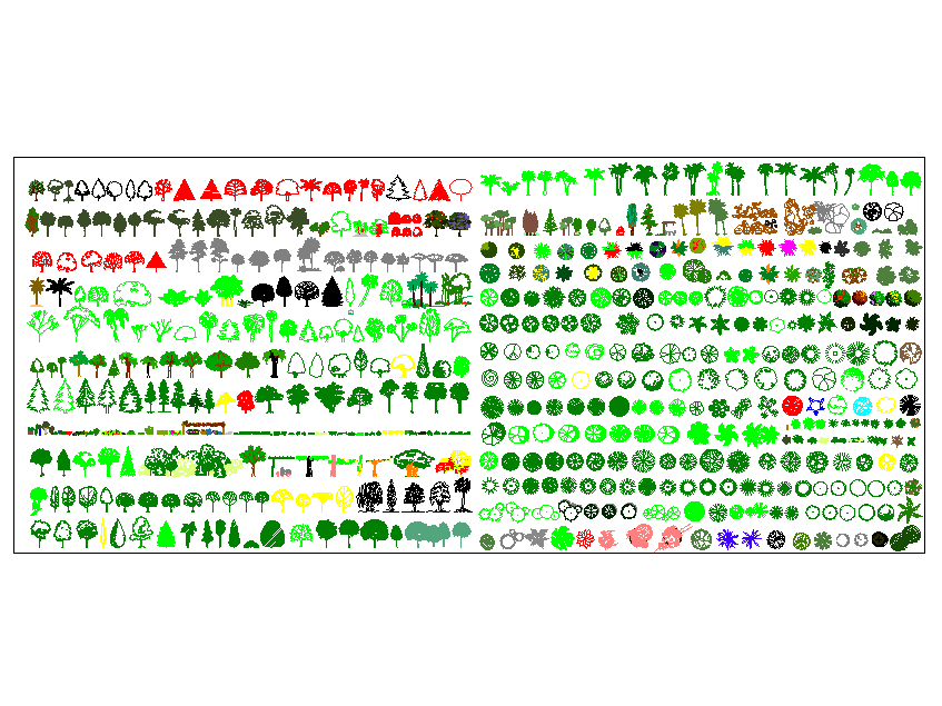 Trees and plant cad block plan detail dwg file.