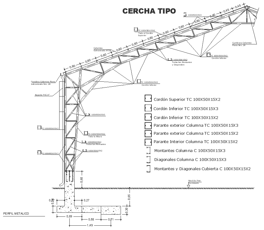 Tross tipo detail with parent exterior column details dwg autocad drawing .