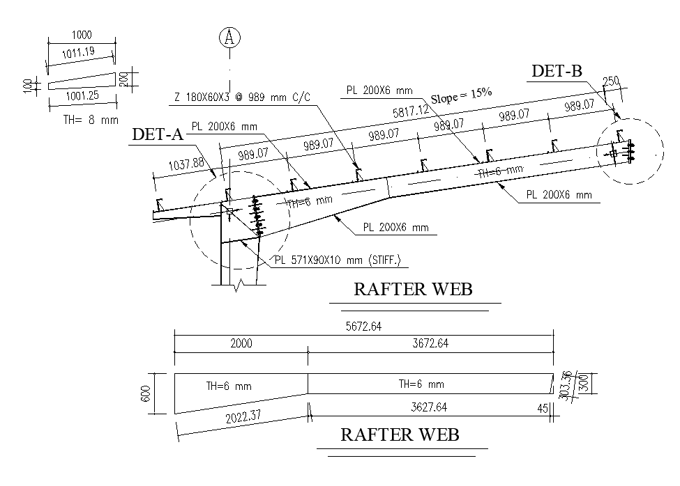 Truss Rafter Web Section CAD Drawing Download DWG File
