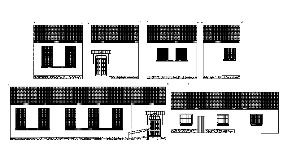 Truss Roof House Building Elevation Design Download DWG File