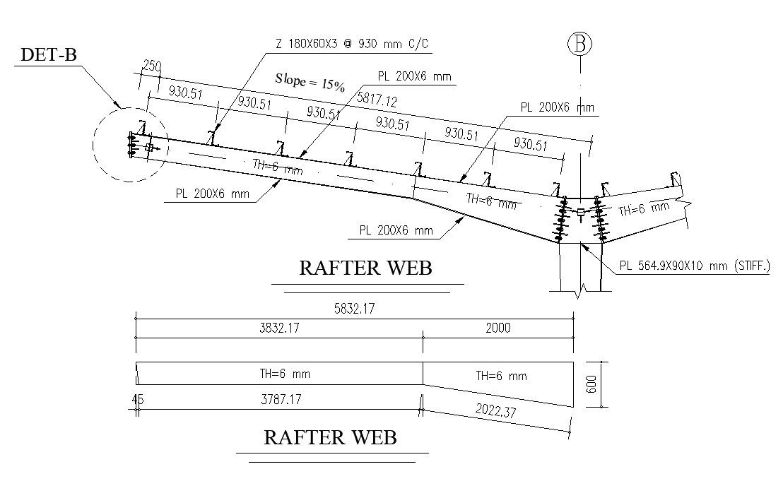 Truss Roof Rafter Web CAD Drawing Download Free DWG File