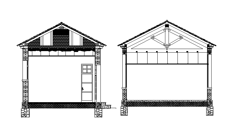 Truss Span House section CAD Drawing Download DWG File