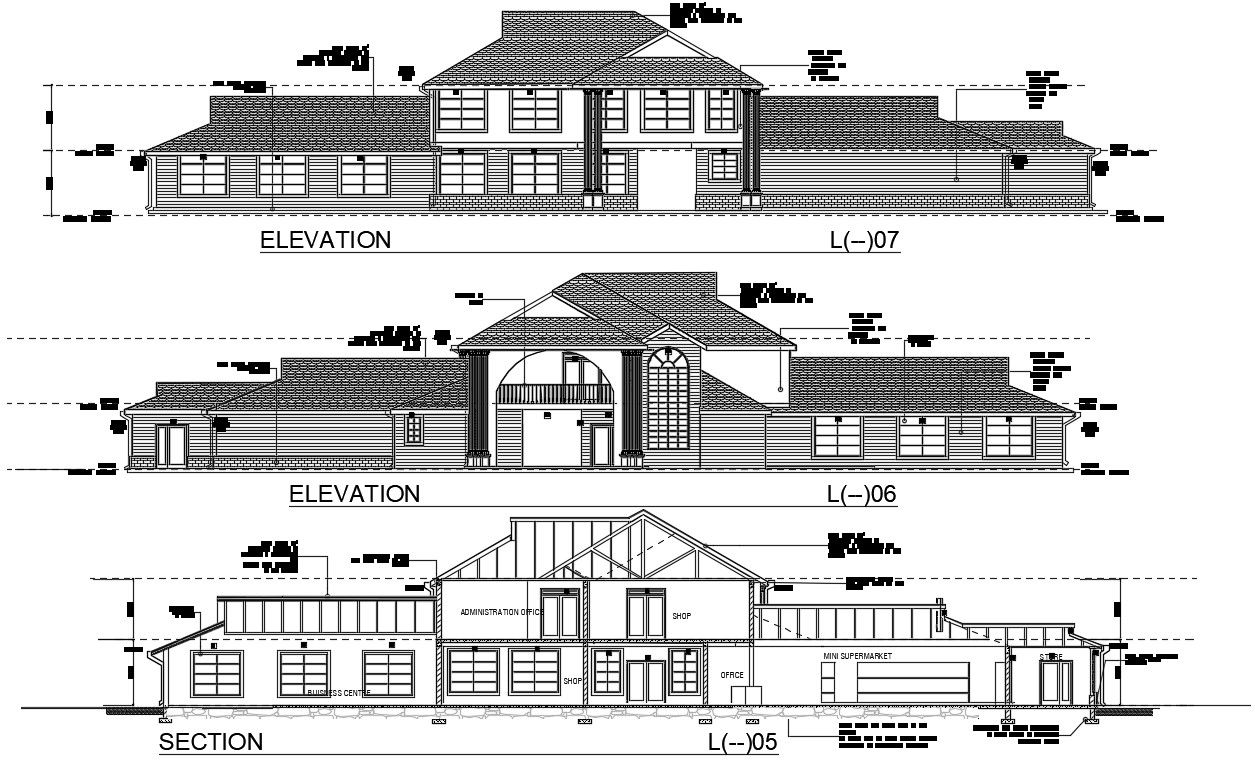 Truss Span Roof House Building Drawing Download DWG File