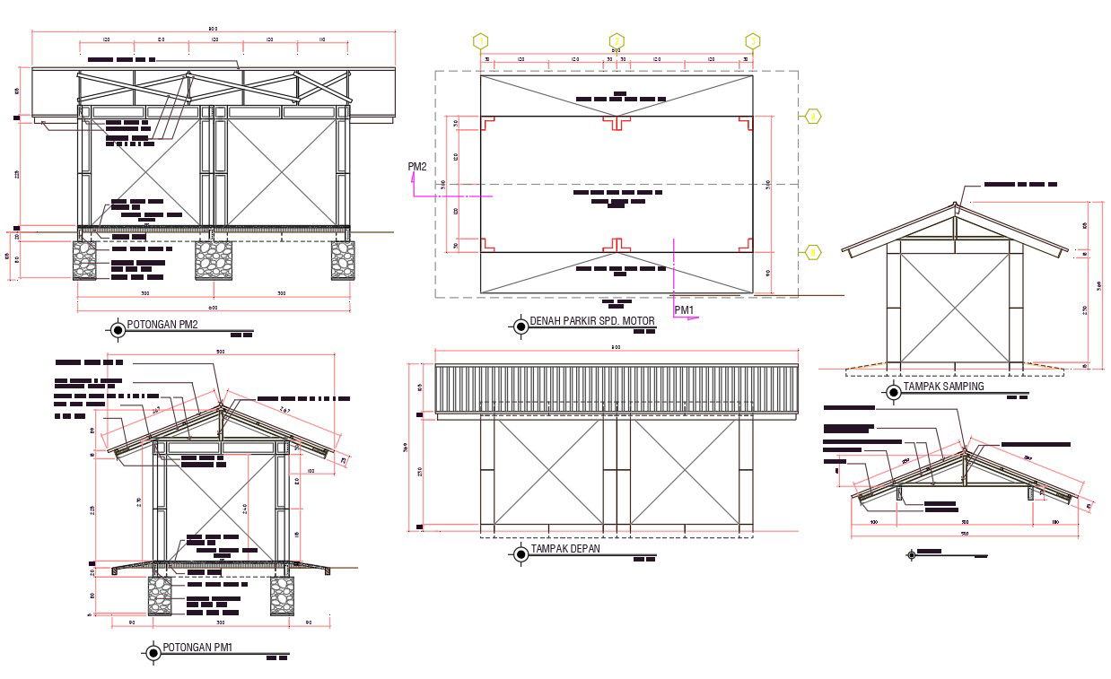 Truss Span Roof House Construction Plan DWG file