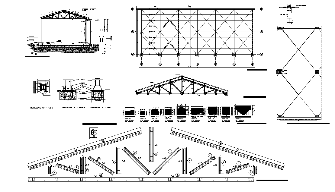 Truss Span Steel Structure Section CAD Drawing DWG File