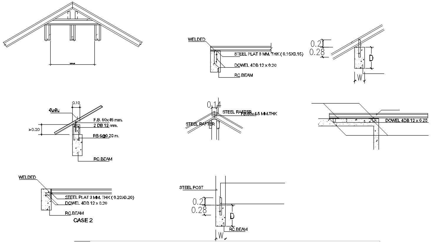 Truss part components design details in AutoCAD 2D drawing, CAD file, dwg file