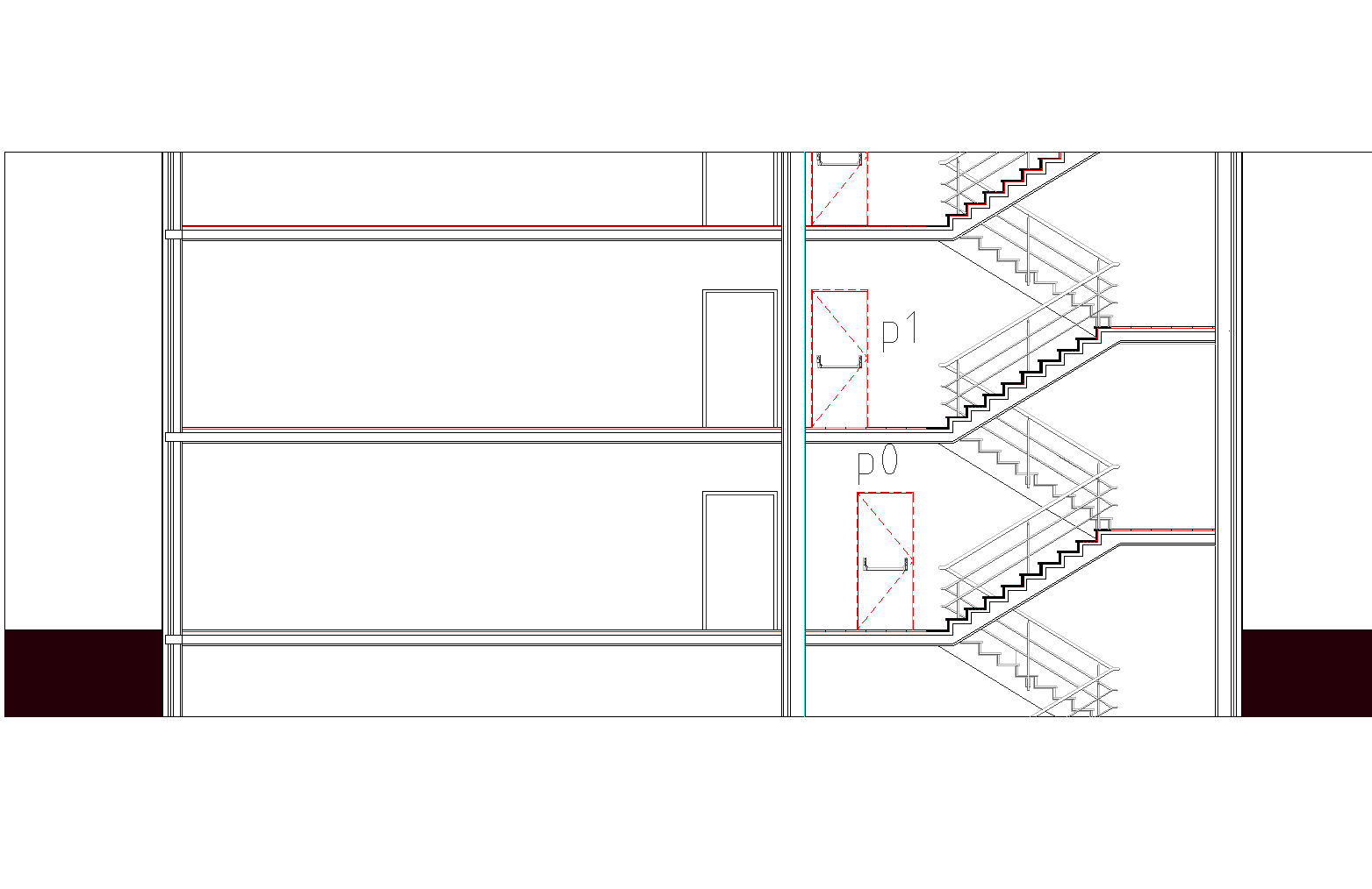 Tube of stairway section plan detail dwg file.