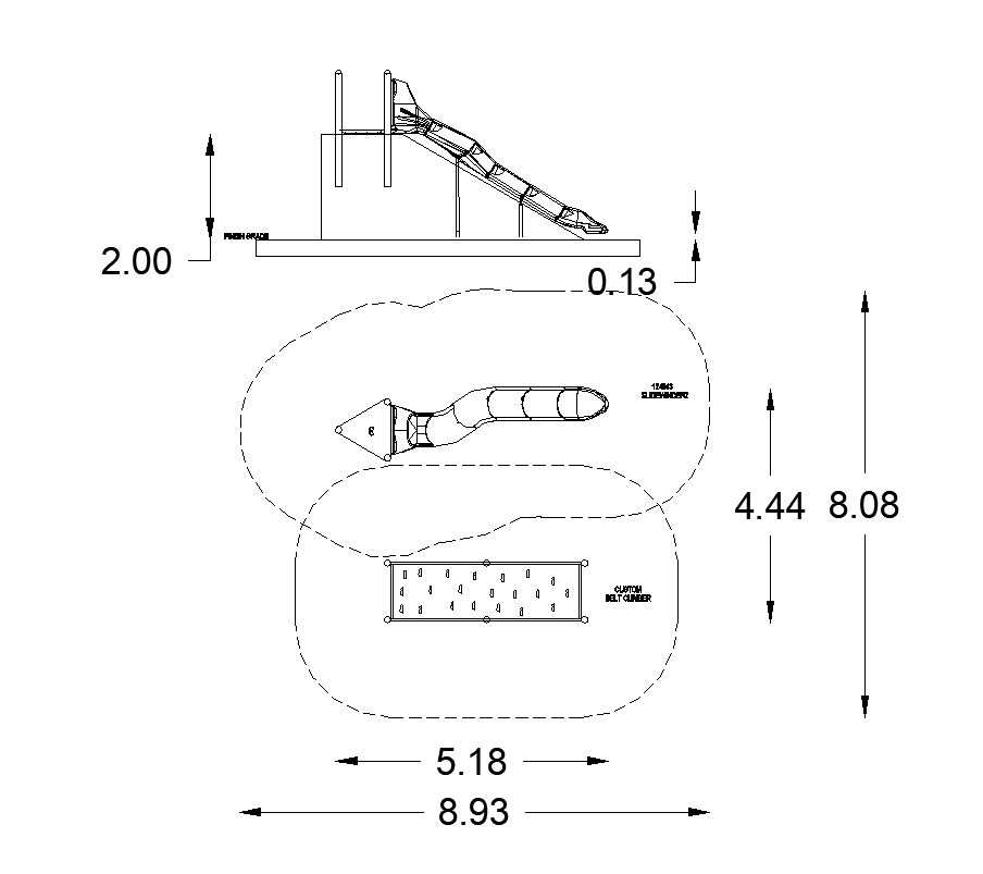 Tunnel slider detail elevation 2d view layout dwg file