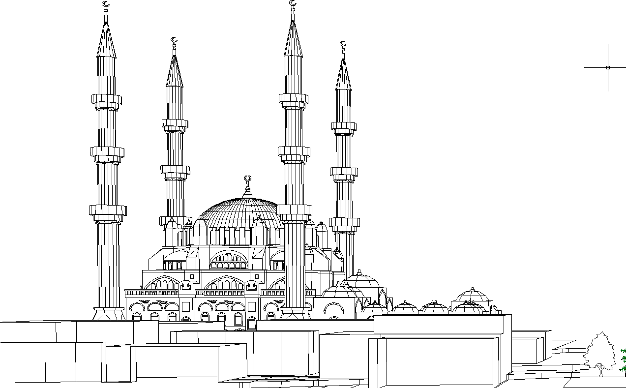 Turkey government research center elevation dwg file