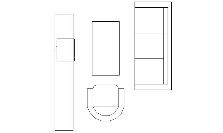 2D Sofa and TV Unit CAD Layout Blocks in AutoCAD Format