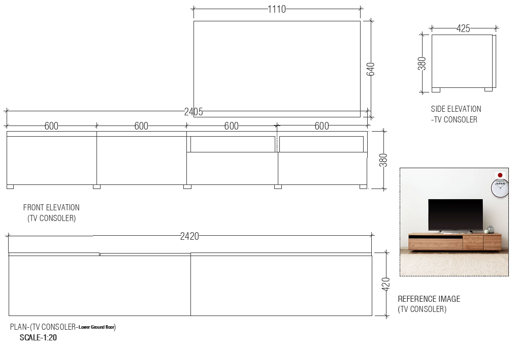 Tv unit design with reference image dwg autocad drawing .