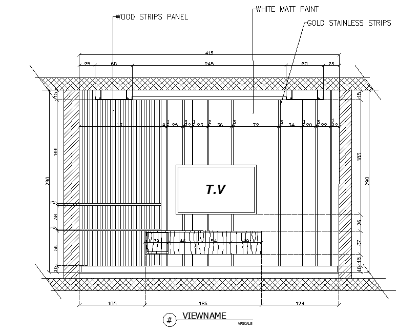 Tv unit elevation detail drawing provided in this AutoCAD file. Download the AutoCAD file.