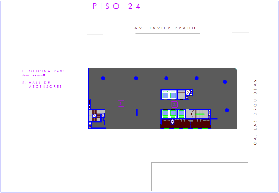 Twenty four number floor plan for office with architecture view dwg file