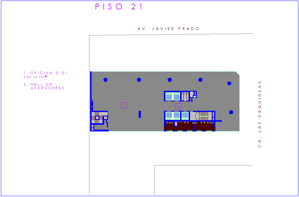 Twenty one number floor plan of corporate building dwg file