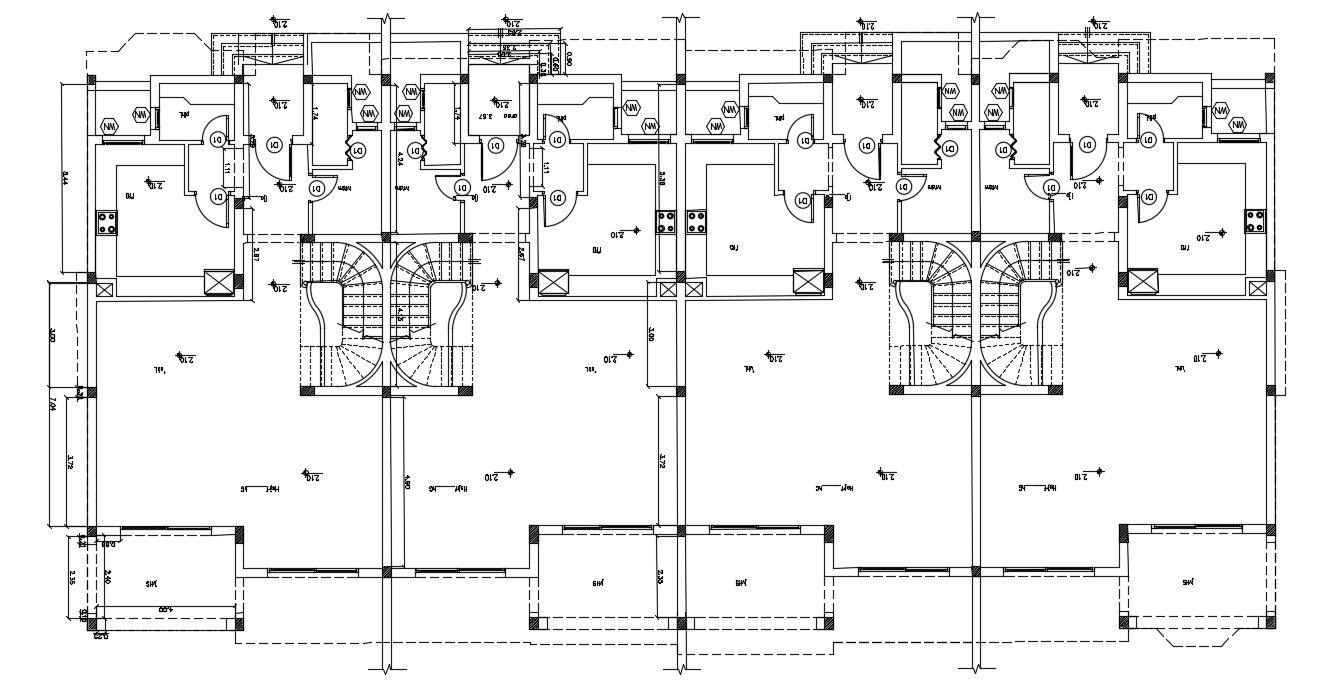 Twin House Layout Plan CAD Drawing