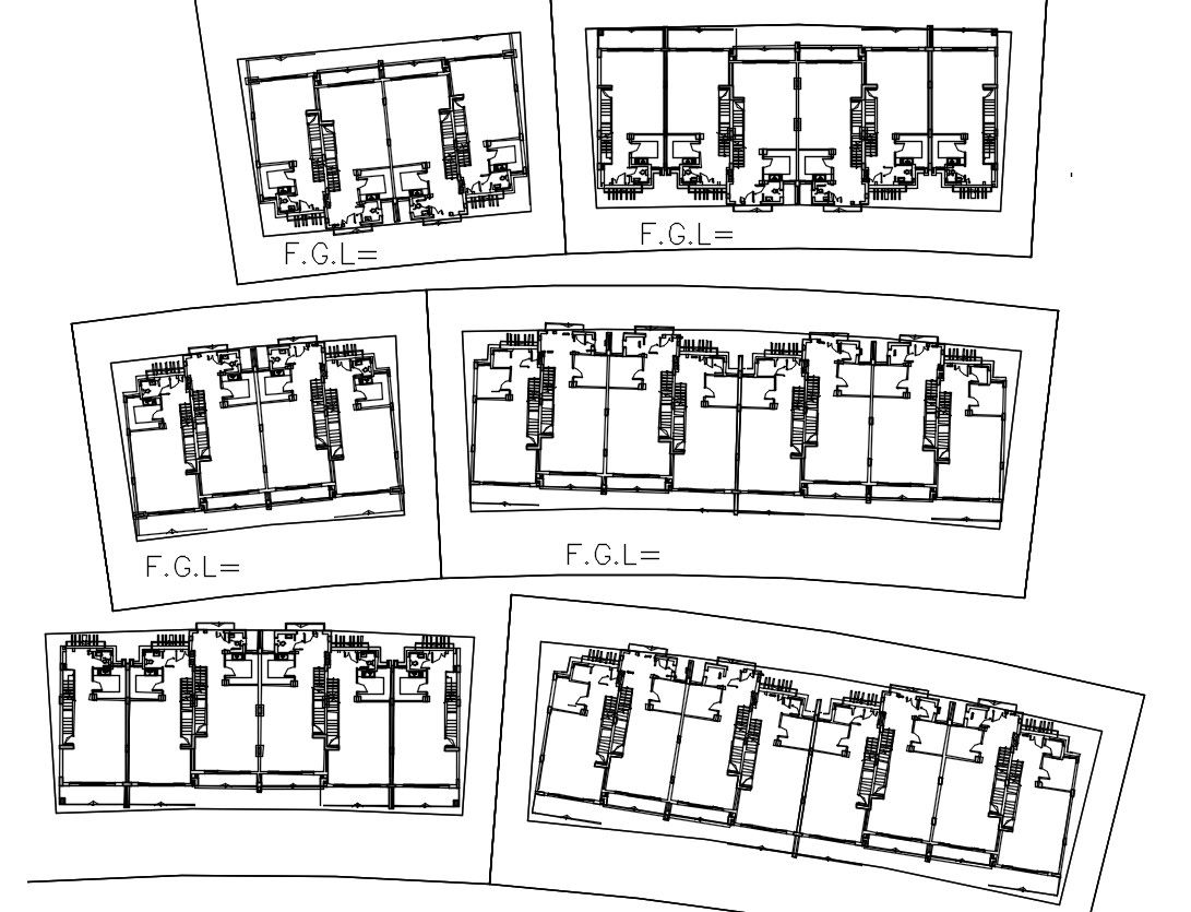 Twin House Layout Plan Free CAD Drawing