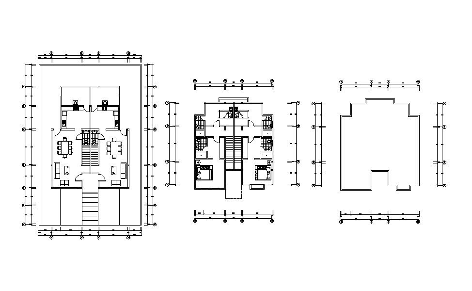 Twin house architecture layout plan cad drawing details dwg file