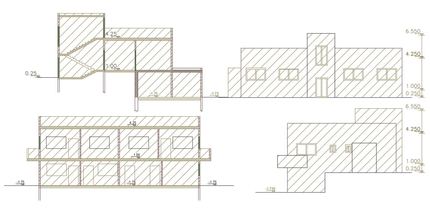 Twin House Building Design AutoCAD File